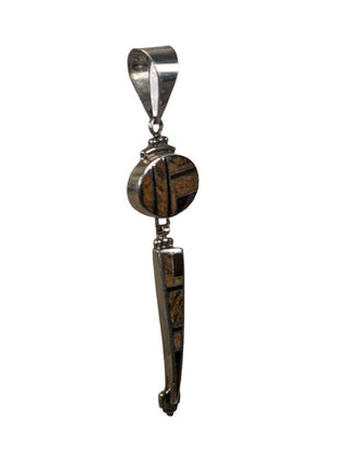 R SS Artist Signed Stone Inlay Pendant