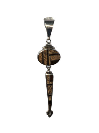R SS Artist Signed Stone Inlay Pendant