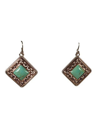 R Two Tone Stone Earrings