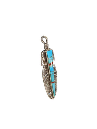 R SS Inlay Stone Feather Pendant