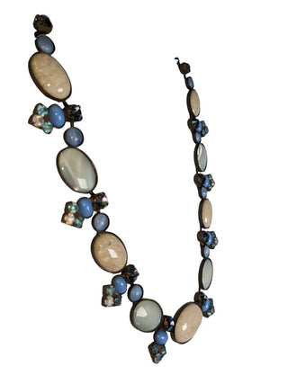 R Stone and Crystal Necklace