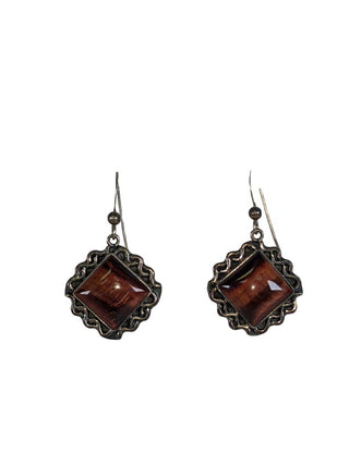 R SS Stone Sq Earrings