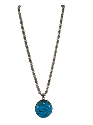 R Natural Webbed Turquoise & Beads Necklace