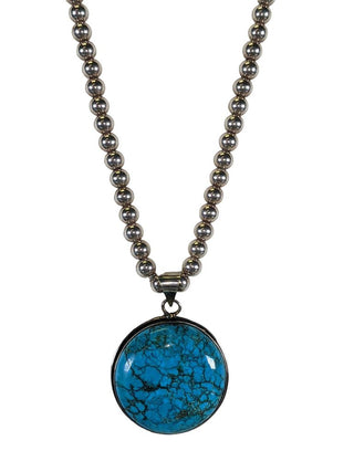 R Natural Webbed Turquoise & Beads Necklace