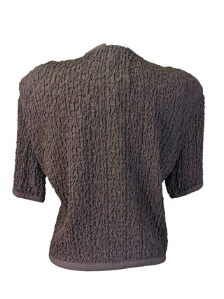 R Ruched Crop Button Up