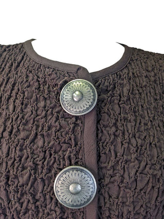 R Ruched Crop Button Up