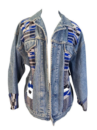R Mixed Print Denim jacket
