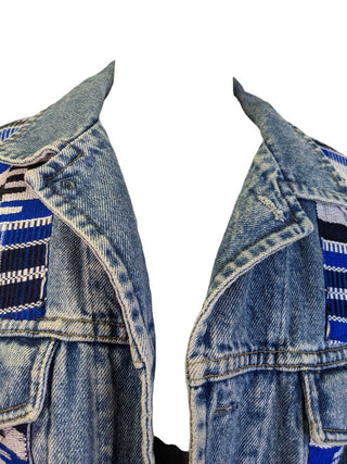 R Mixed Print Denim jacket