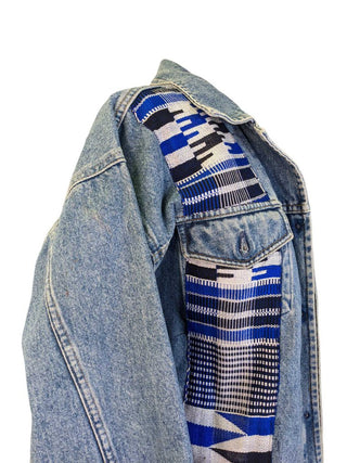 R Mixed Print Denim jacket