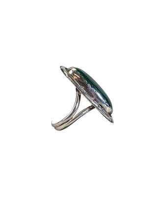 R sterling malachite ring