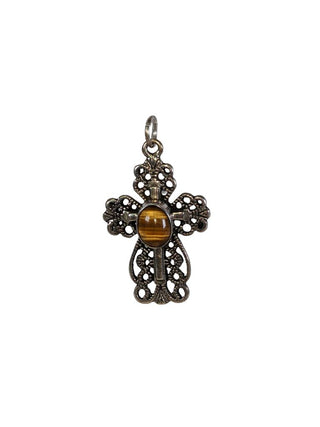 R SS Tiger's Eye Cross Pendant