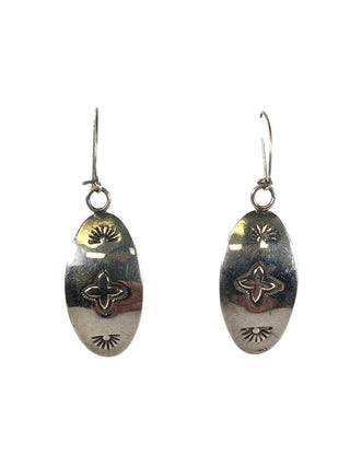 R sterling cross etched earrings
