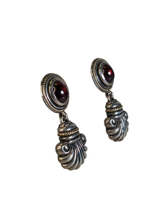 R vintage sterling 14k gold & garnet earrings