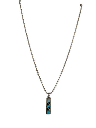 R sterling inlay pendant necklace