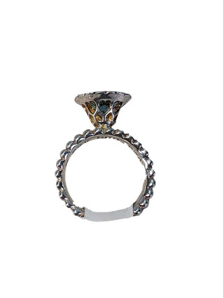 R sterling stone ring