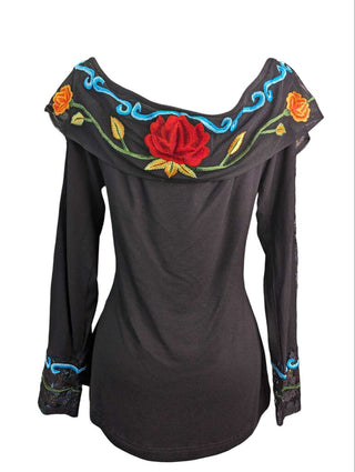 R Embroidered Boat Neck