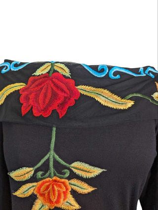 R Embroidered Boat Neck