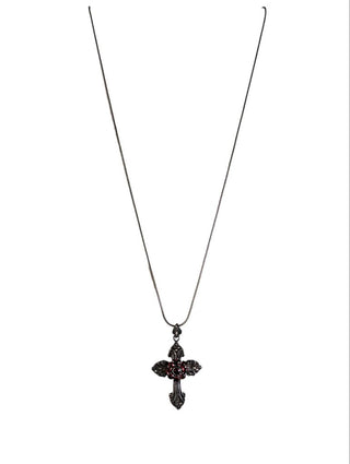 R SS Garnet Cross Necklace