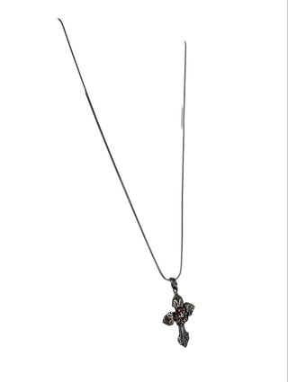 R SS Garnet Cross Necklace