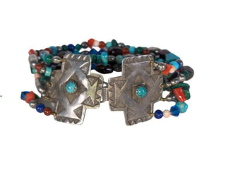 R sterling cross stone bracelet