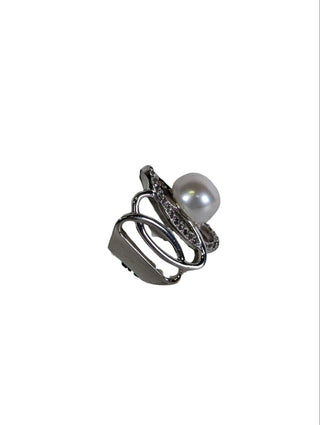 R sterling pearl ring