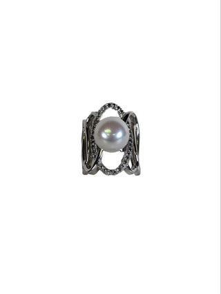 R sterling pearl ring