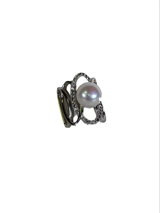 R sterling pearl ring