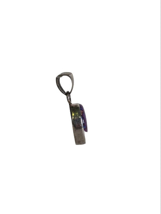 R sterling stone pendant