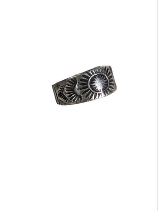 R sterling etched ring
