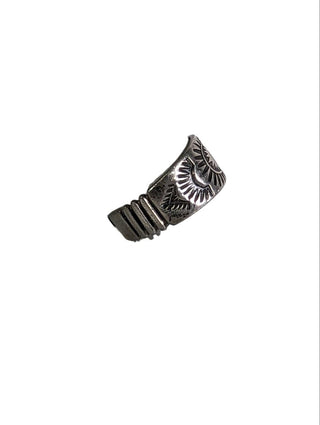 R sterling etched ring