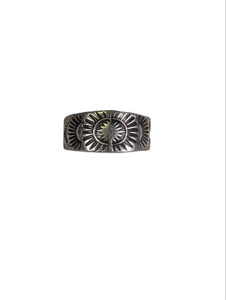 R sterling etched ring