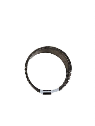R sterling etched ring