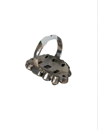 R sterling stone ring