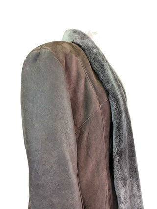 R lambskin coat faux fur lining