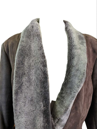 R lambskin coat faux fur lining