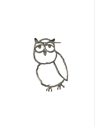 R sterling owl pin