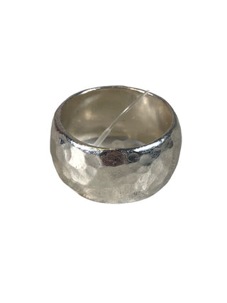 R Hammered sterling cigar band ring