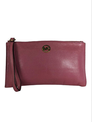 R Pebbled Leather Clutch