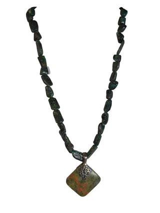 R SS Multi Stone Necklace w/ Pendant