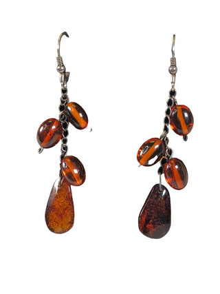 R SS Multi Stone Dangle Earrings