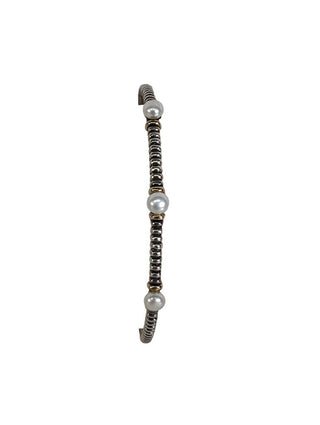 R sterling pearl bangle