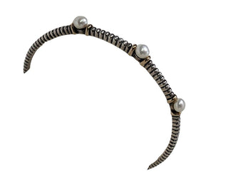R sterling pearl bangle