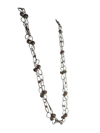 R Mexican Silver Beaded Link Necklace