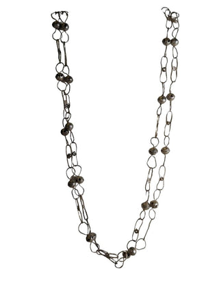 R Mexican Silver Beaded Link Necklace