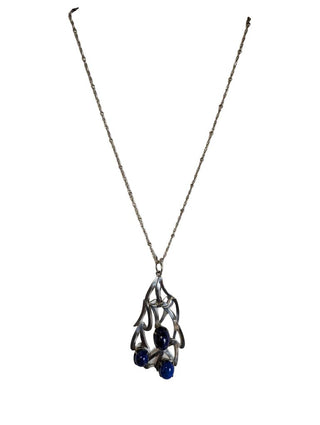 R Silver Plated Triple Stone Pendant on SS Chain