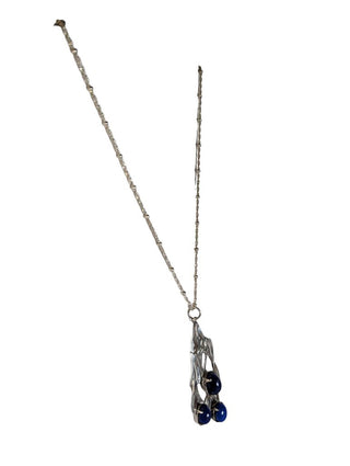 R Silver Plated Triple Stone Pendant on SS Chain