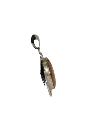 R Mexican Silver Oval Stone Pendant