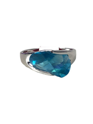 Sterling faceted stone modernist ring