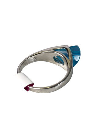 Sterling faceted stone modernist ring
