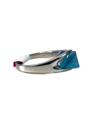 Sterling faceted stone modernist ring